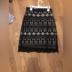 Xhiliration Juniors Black Lace Overlay Midi Skirt- Size Small